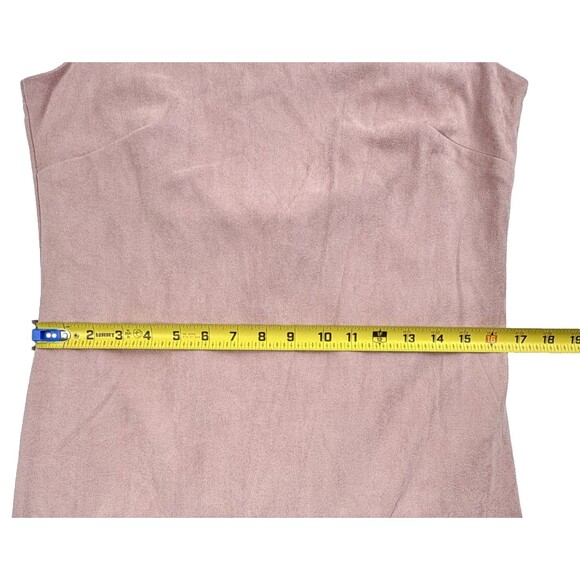 NWT Faux Suede Low-Back Ruffle Shift Dress Blush Pink Sexy Coquette Y2K Sawyer L - Picture 10 of 13